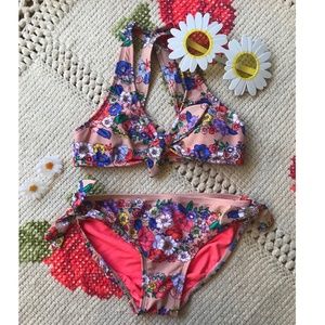 1 of a Kind Retro Floral Girl's Bikini